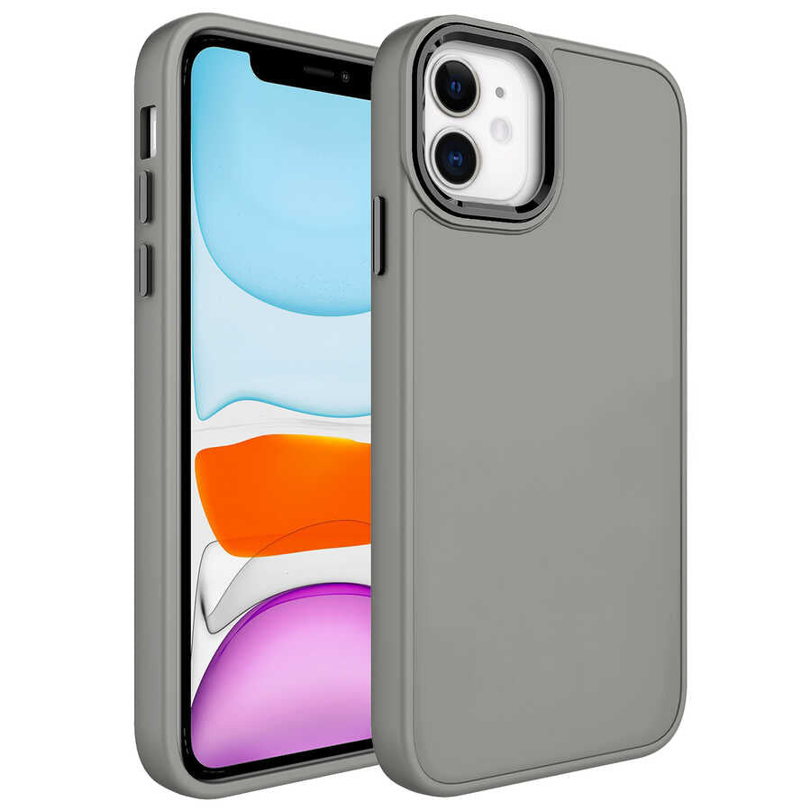 Apple iPhone 11 Uyumlu Kılıf Metal Çerçeve ve Buton Tasarımlı Silikon Zore Luna Kapak