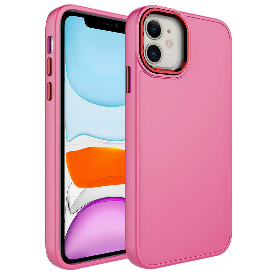 Apple iPhone 11 Uyumlu Kılıf Metal Çerçeve ve Buton Tasarımlı Silikon Zore Luna Kapak