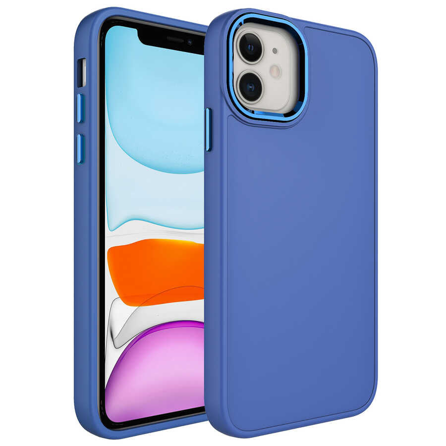 Apple iPhone 11 Uyumlu Kılıf Metal Çerçeve ve Buton Tasarımlı Silikon Zore Luna Kapak