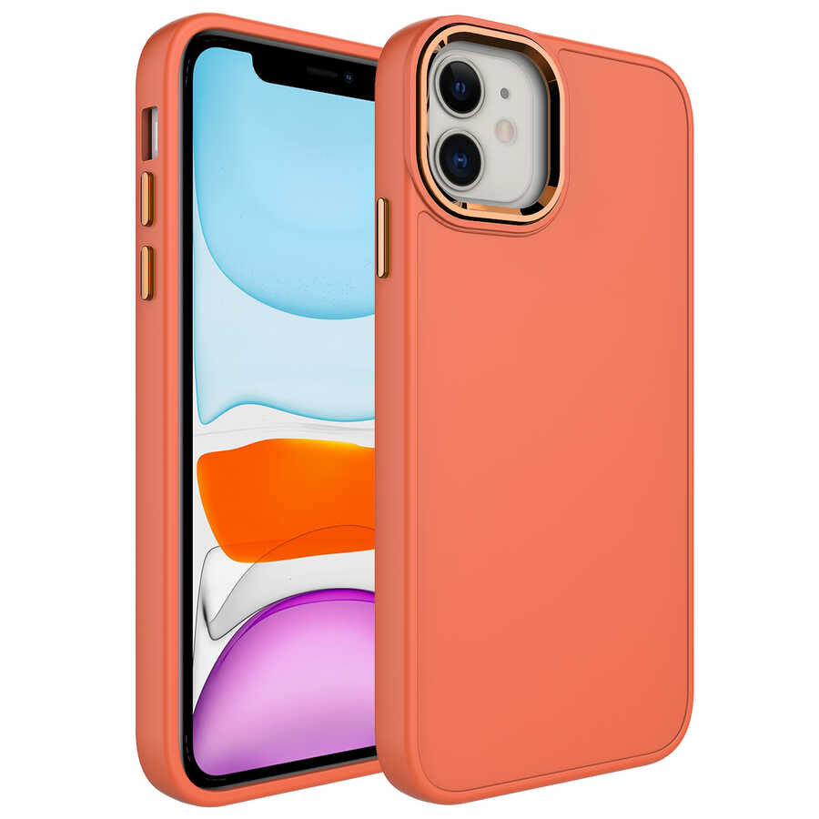 Apple iPhone 11 Uyumlu Kılıf Metal Çerçeve ve Buton Tasarımlı Silikon Zore Luna Kapak
