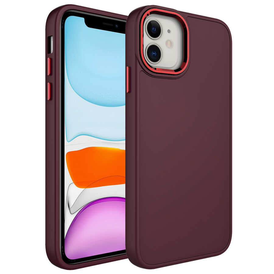 Apple iPhone 11 Uyumlu Kılıf Metal Çerçeve ve Buton Tasarımlı Silikon Zore Luna Kapak