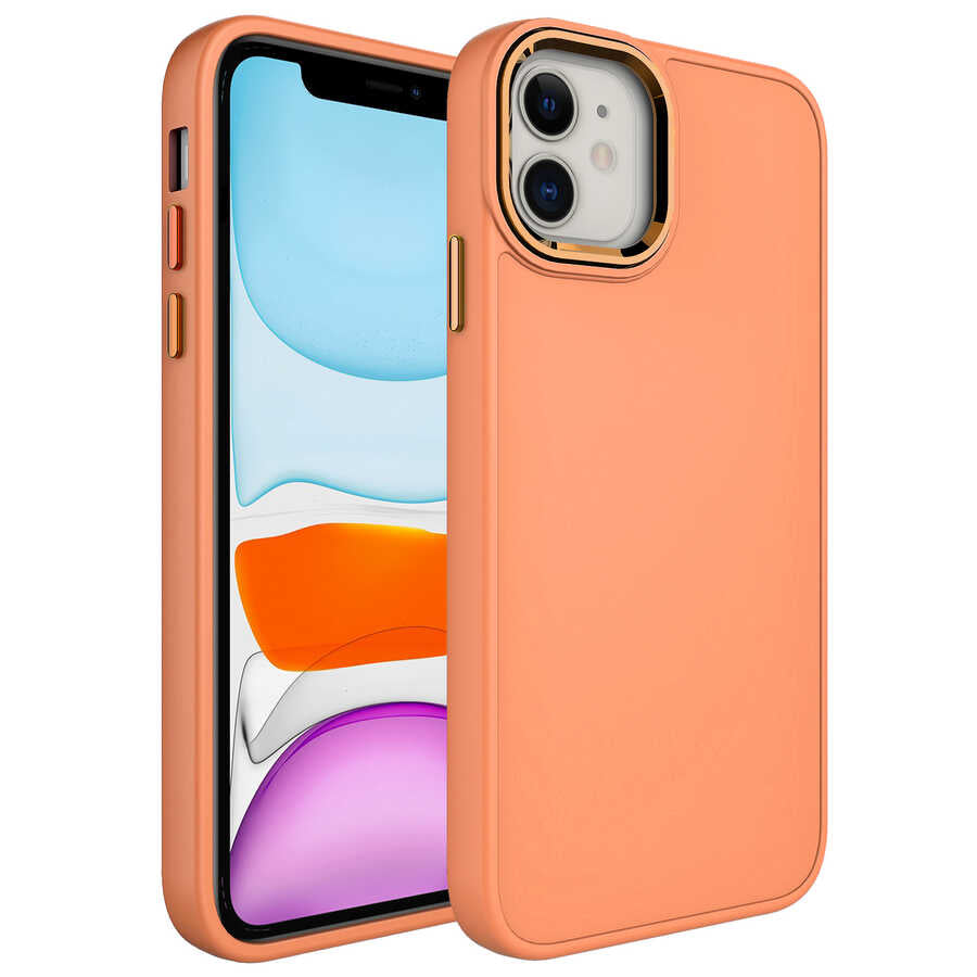 Apple iPhone 11 Uyumlu Kılıf Metal Çerçeve ve Buton Tasarımlı Silikon Zore Luna Kapak