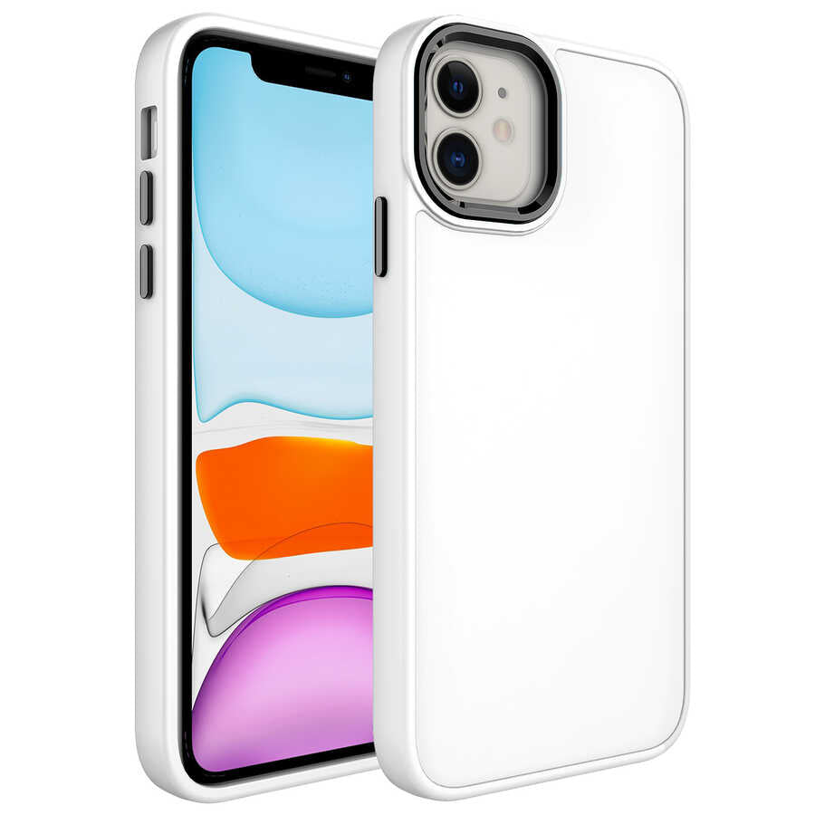 Apple iPhone 11 Uyumlu Kılıf Metal Çerçeve ve Buton Tasarımlı Silikon Zore Luna Kapak