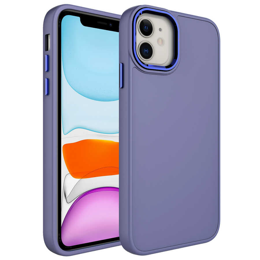 Apple iPhone 11 Uyumlu Kılıf Metal Çerçeve ve Buton Tasarımlı Silikon Zore Luna Kapak