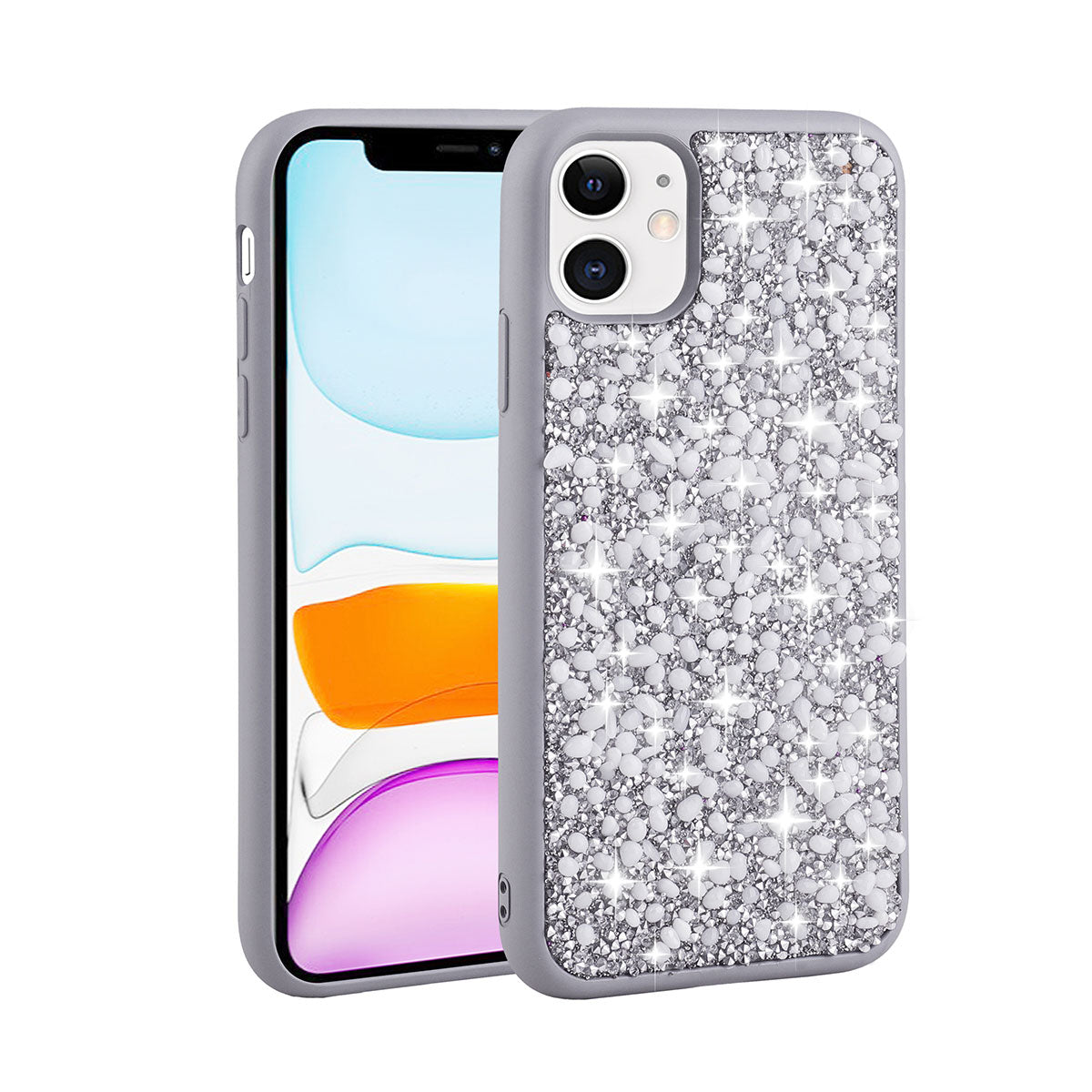Apple iPhone 11 Uyumlu Kılıf Parlak Taşlı Tasarım Zore Linea Kapak