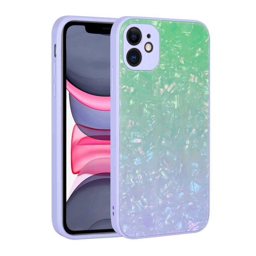 Apple iPhone 11 Uyumlu Kılıf Renk Geçişli Mermer Desenli Sert Silikon Zore Granit Kapak