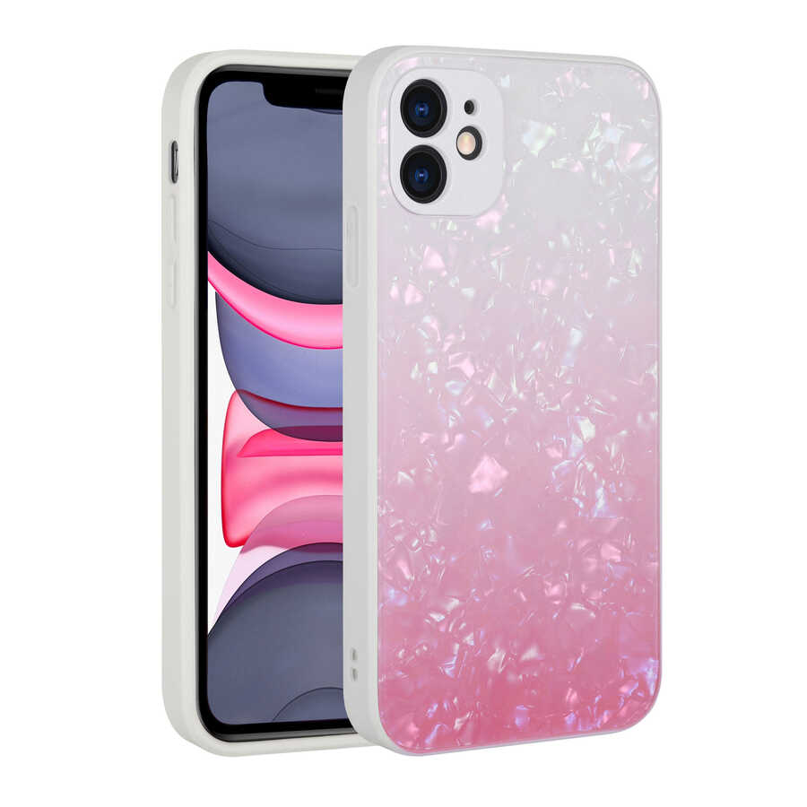 Apple iPhone 11 Uyumlu Kılıf Renk Geçişli Mermer Desenli Sert Silikon Zore Granit Kapak