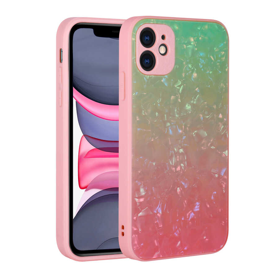 Apple iPhone 11 Uyumlu Kılıf Renk Geçişli Mermer Desenli Sert Silikon Zore Granit Kapak