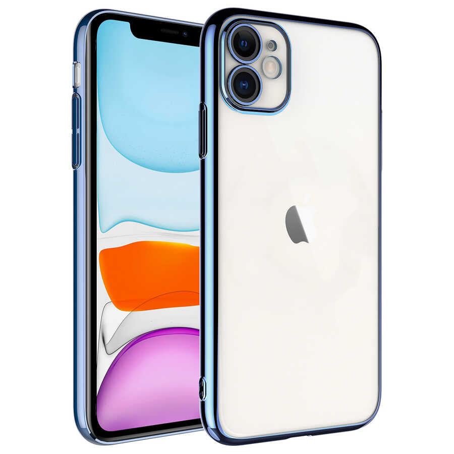 Apple iPhone 11 Uyumlu Kılıf Sert PC Renkli Çerçeveli Zore Riksos Kapak