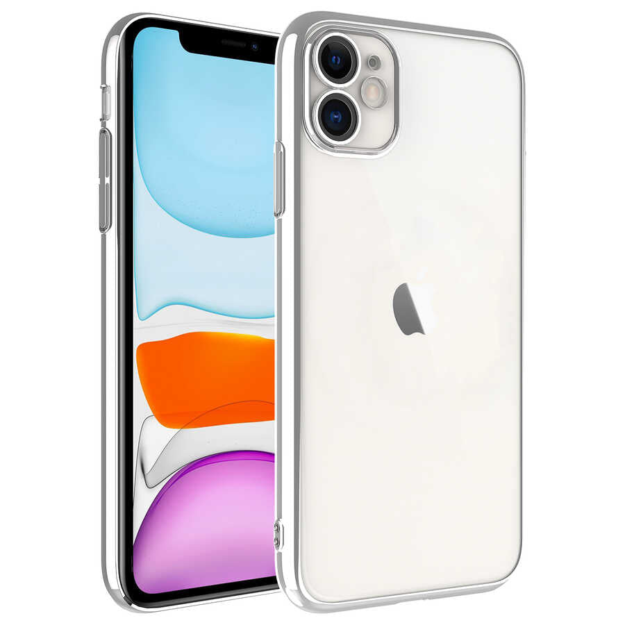 Apple iPhone 11 Uyumlu Kılıf Sert PC Renkli Çerçeveli Zore Riksos Kapak