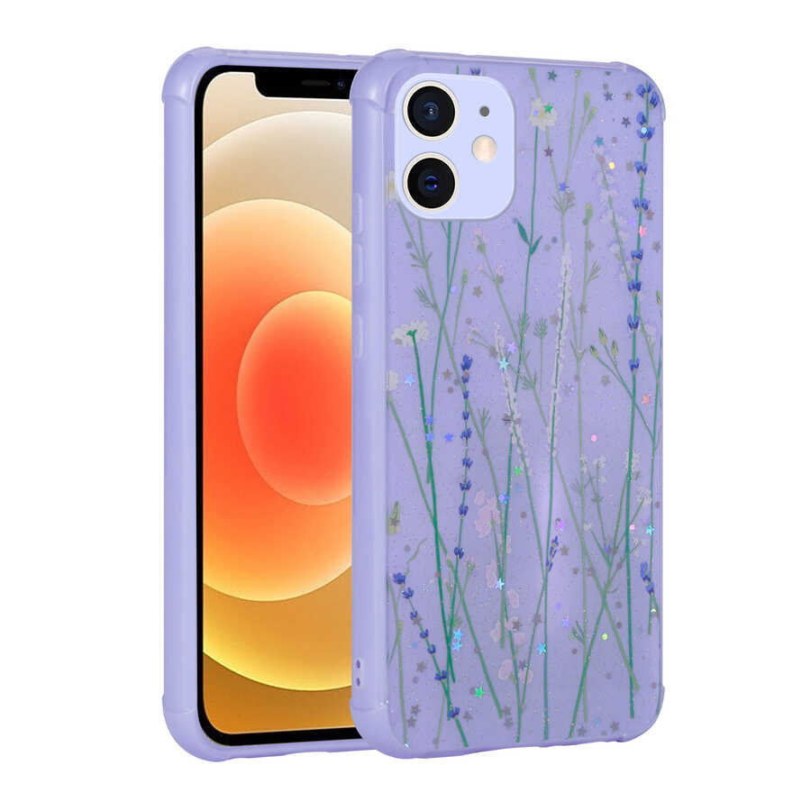 Apple iPhone 11 Uyumlu Kılıf Simli Desenli Kamera Korumalı Parlak Zore Popy Kapak