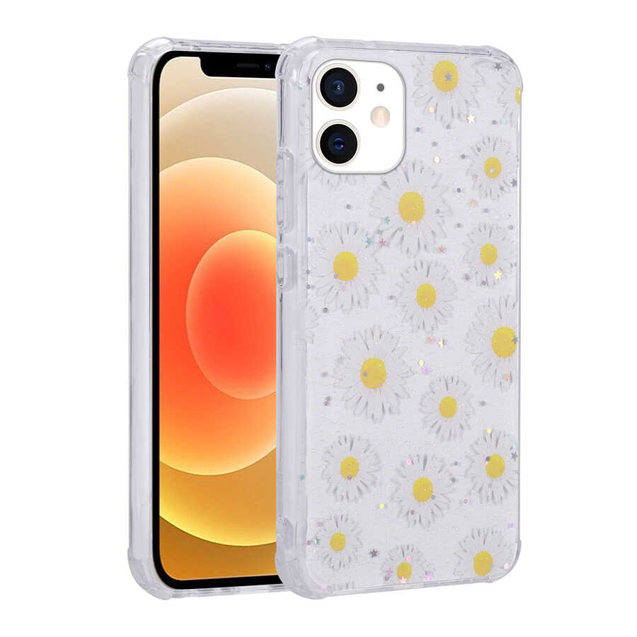 Apple iPhone 11 Uyumlu Kılıf Simli Desenli Kamera Korumalı Parlak Zore Popy Kapak