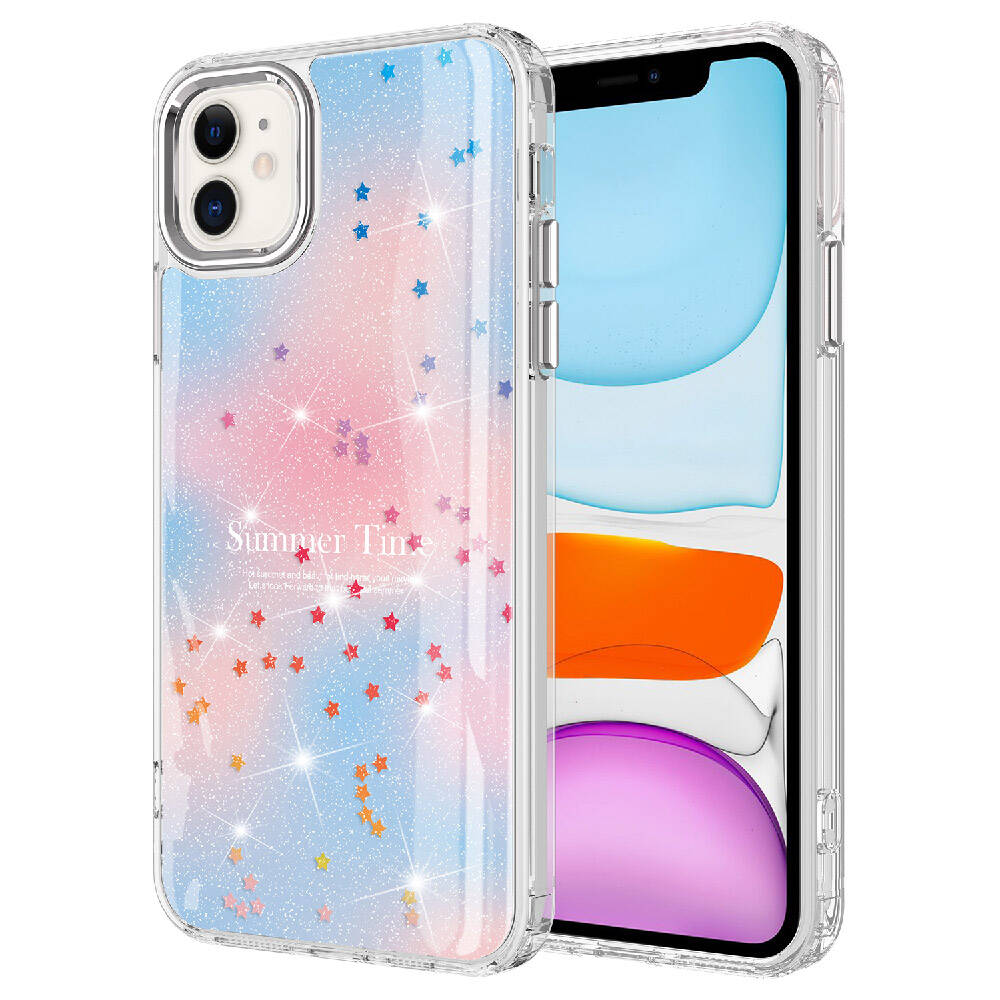 Apple iPhone 11 Uyumlu Kılıf Simli Desenli Parlak Zore Task Kapak