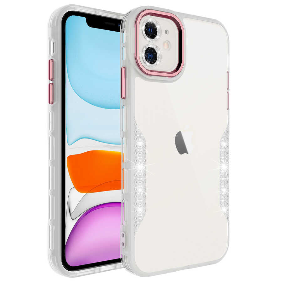 Apple iPhone 11 Uyumlu Kılıf Simli ve Lens Korumalı Zore Pano Kapak