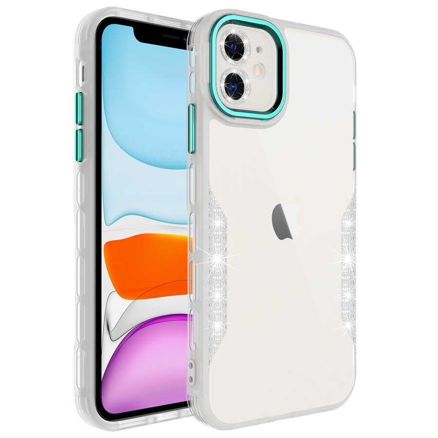 Apple iPhone 11 Uyumlu Kılıf Simli ve Lens Korumalı Zore Pano Kapak