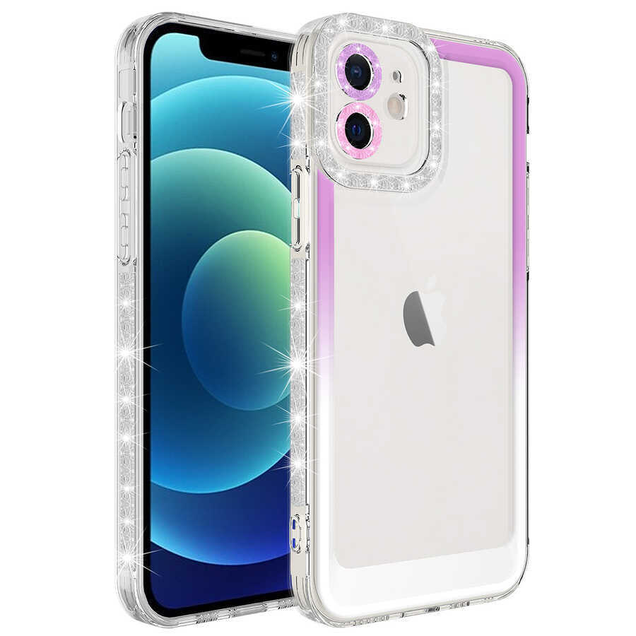 Apple iPhone 11 Uyumlu Kılıf Simli ve Renk Geçiş Tasarımlı Lens Korumalı Zore Park Kapak