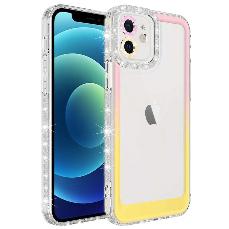 Apple iPhone 11 Uyumlu Kılıf Simli ve Renk Geçiş Tasarımlı Lens Korumalı Zore Park Kapak