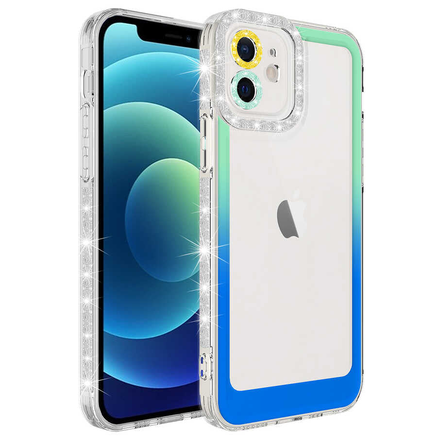 Apple iPhone 11 Uyumlu Kılıf Simli ve Renk Geçiş Tasarımlı Lens Korumalı Zore Park Kapak