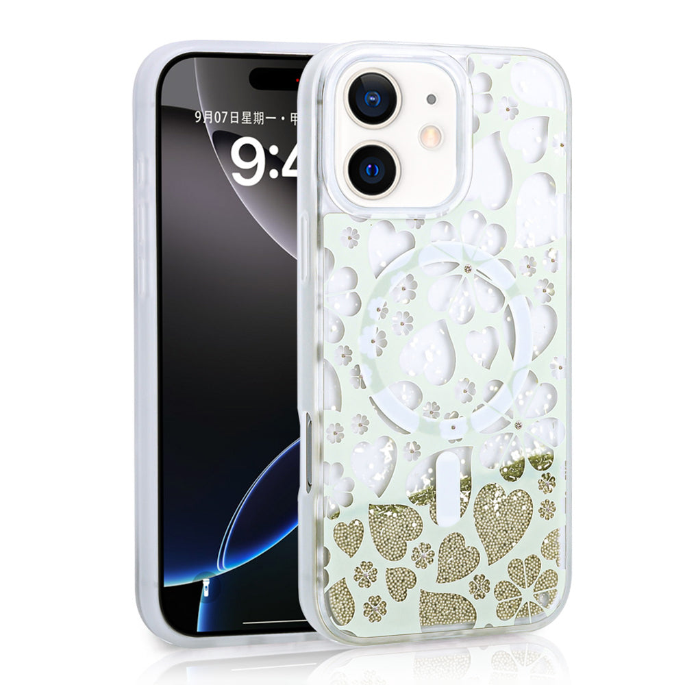 Apple iPhone 11 Uyumlu Kılıf Sıvılı Simli Baskılı Şeffaf Arka Yüzey Zore Mossa Silikon Kapak