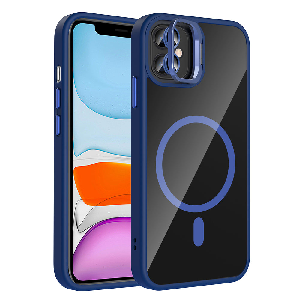 Apple iPhone 11 Uyumlu Kılıf Standlı ve Kamera Lens Hediyeli M-Safe Şarj Özellikli Zore Etro Kapak
