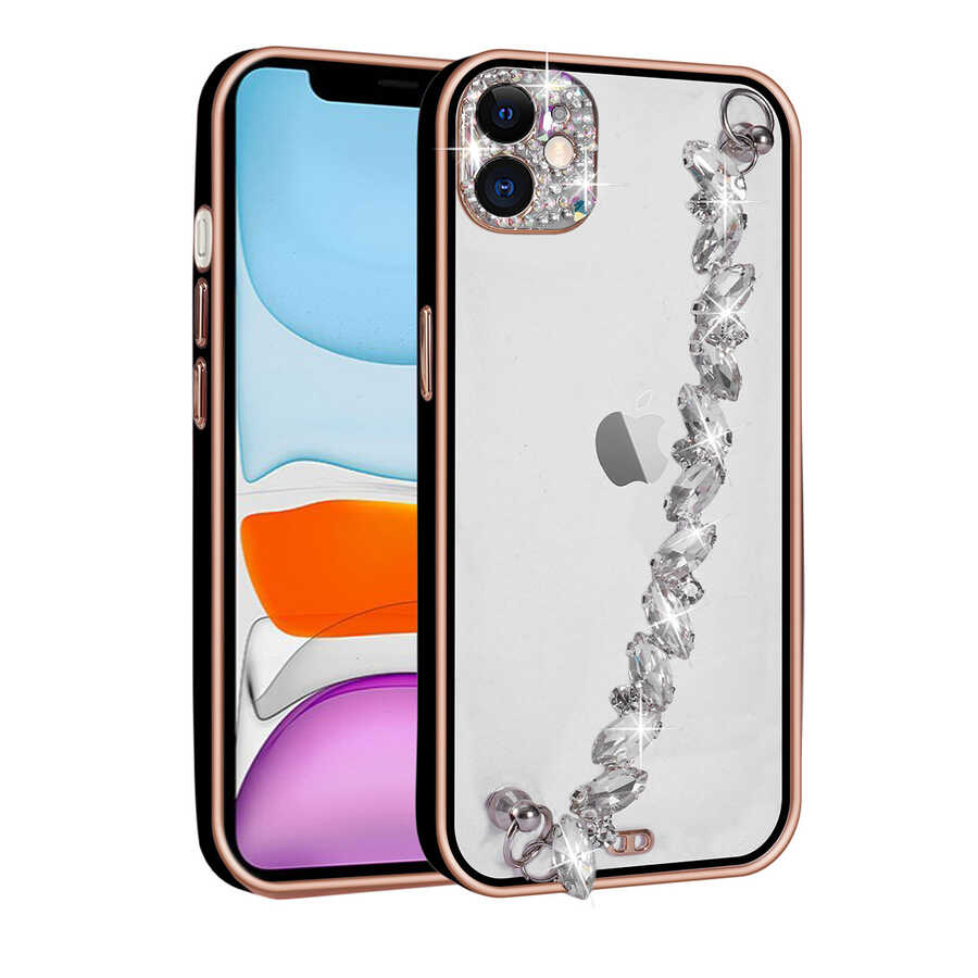Apple iPhone 11 Uyumlu Kılıf Taş Süslemeli Kamera Korumalı El Tutamaçlı Zore Blazer Kapak