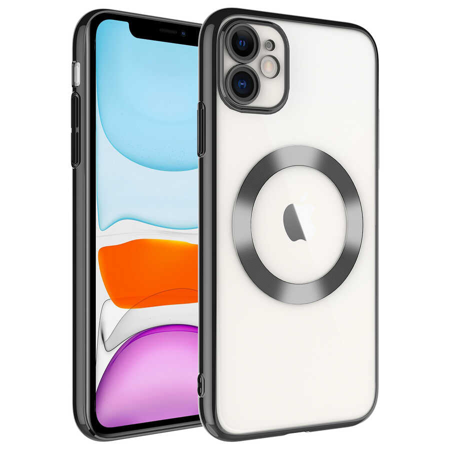 Apple iPhone 11 Uyumlu Kılıf Wireless Şarj Özellikli Sert PC Zore Riksos M-safe Kapak