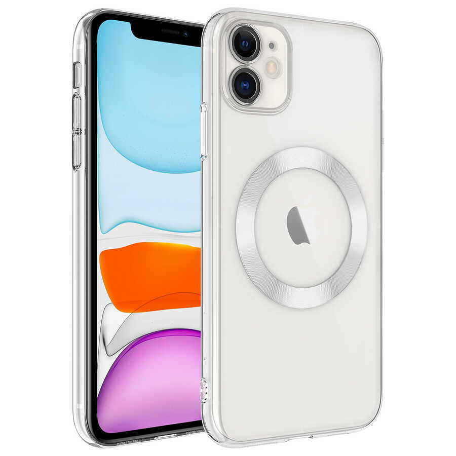 Apple iPhone 11 Uyumlu Kılıf Wireless Şarj Özellikli Sert PC Zore Riksos M-safe Kapak