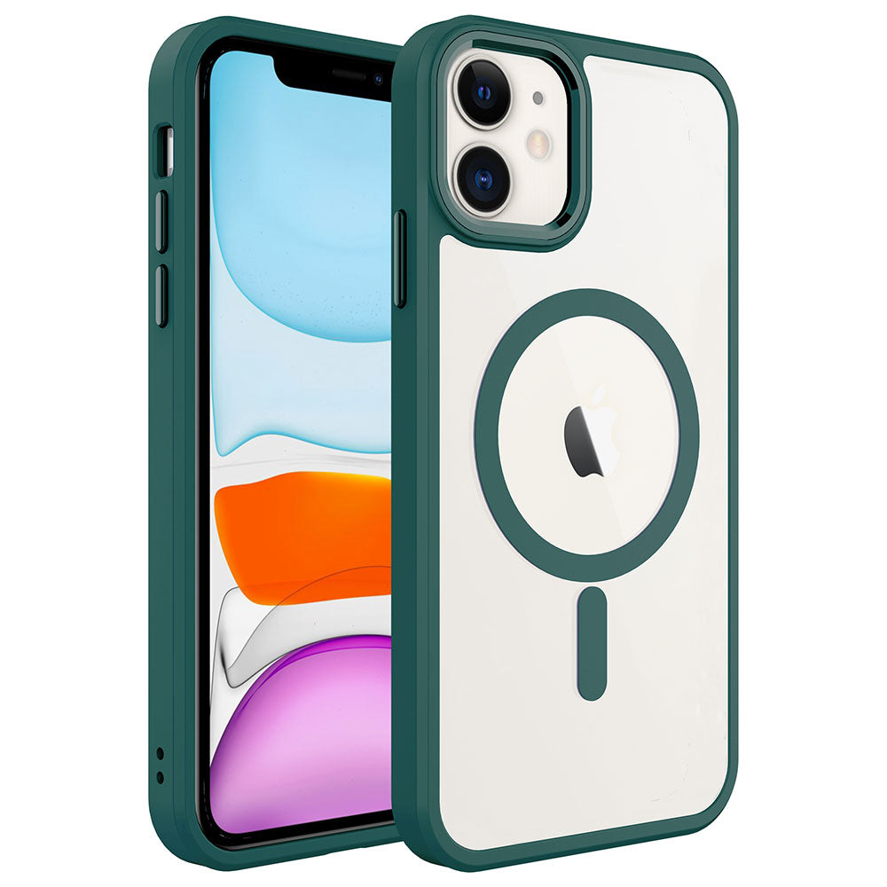 Apple iPhone 11 Uyumlu Kılıf Wireless Şarj Özellikli Zore Krom M-safe Silikon Kapak