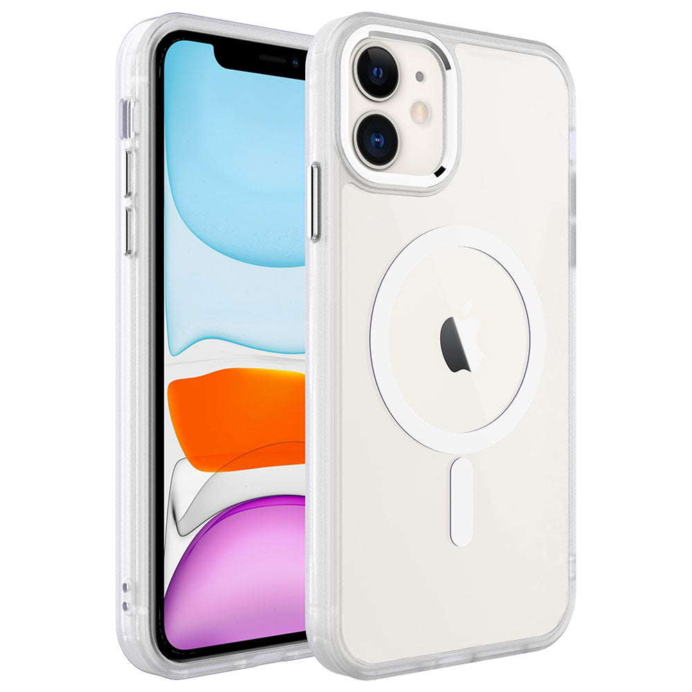 Apple iPhone 11 Uyumlu Kılıf Wireless Şarj Özellikli Zore Krom M-safe Silikon Kapak