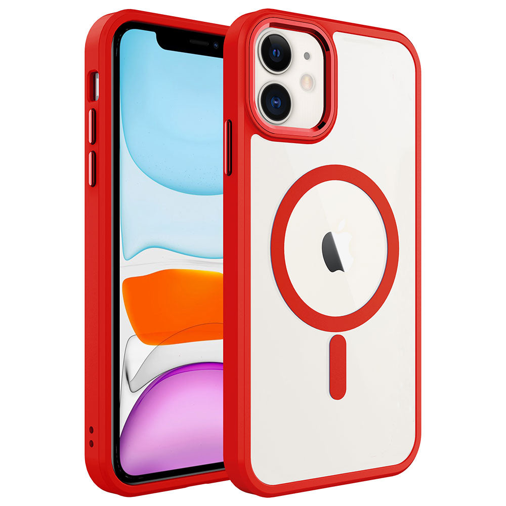 Apple iPhone 11 Uyumlu Kılıf Wireless Şarj Özellikli Zore Krom M-safe Silikon Kapak