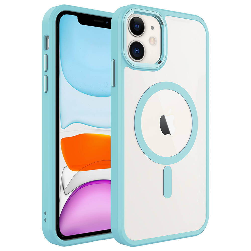 Apple iPhone 11 Uyumlu Kılıf Wireless Şarj Özellikli Zore Krom M-safe Silikon Kapak