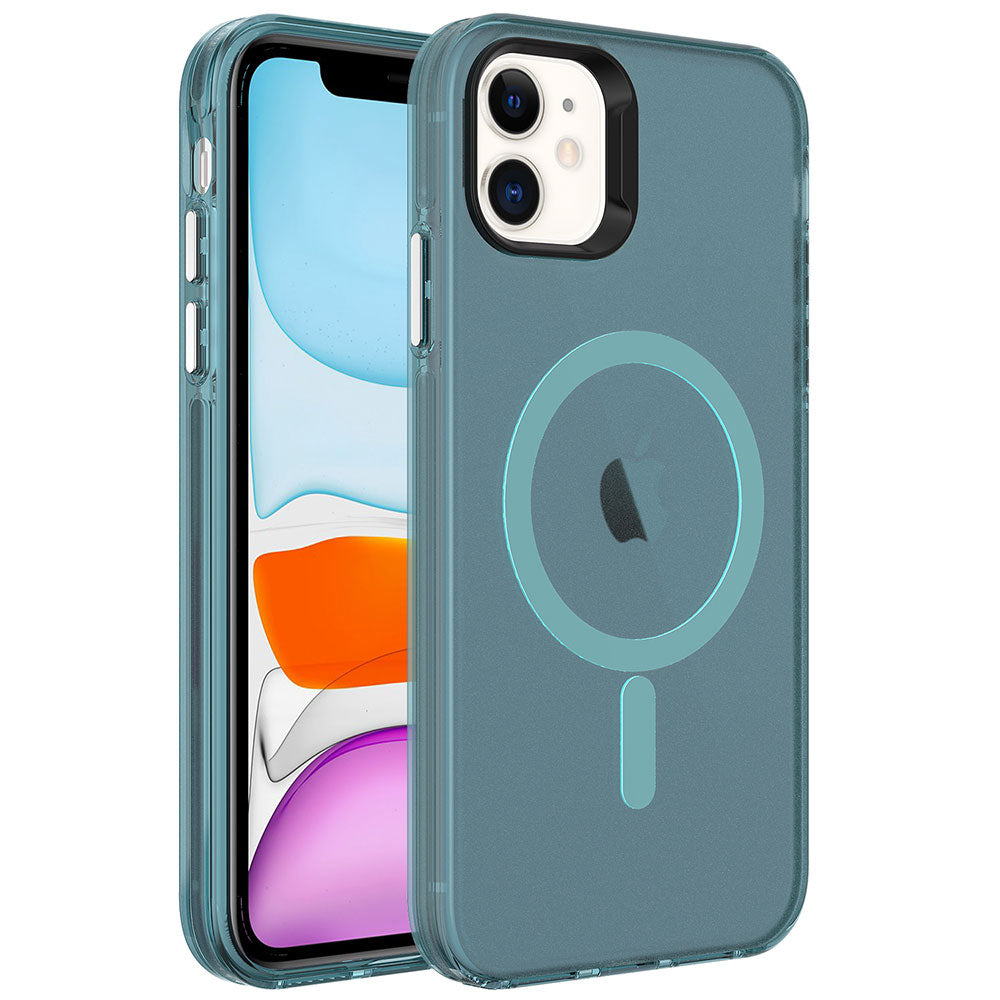 Apple iPhone 11 Uyumlu Kılıf Zore M-safe Şarj Özellikli Buzlu Transparan C-Pro Sert Kapak