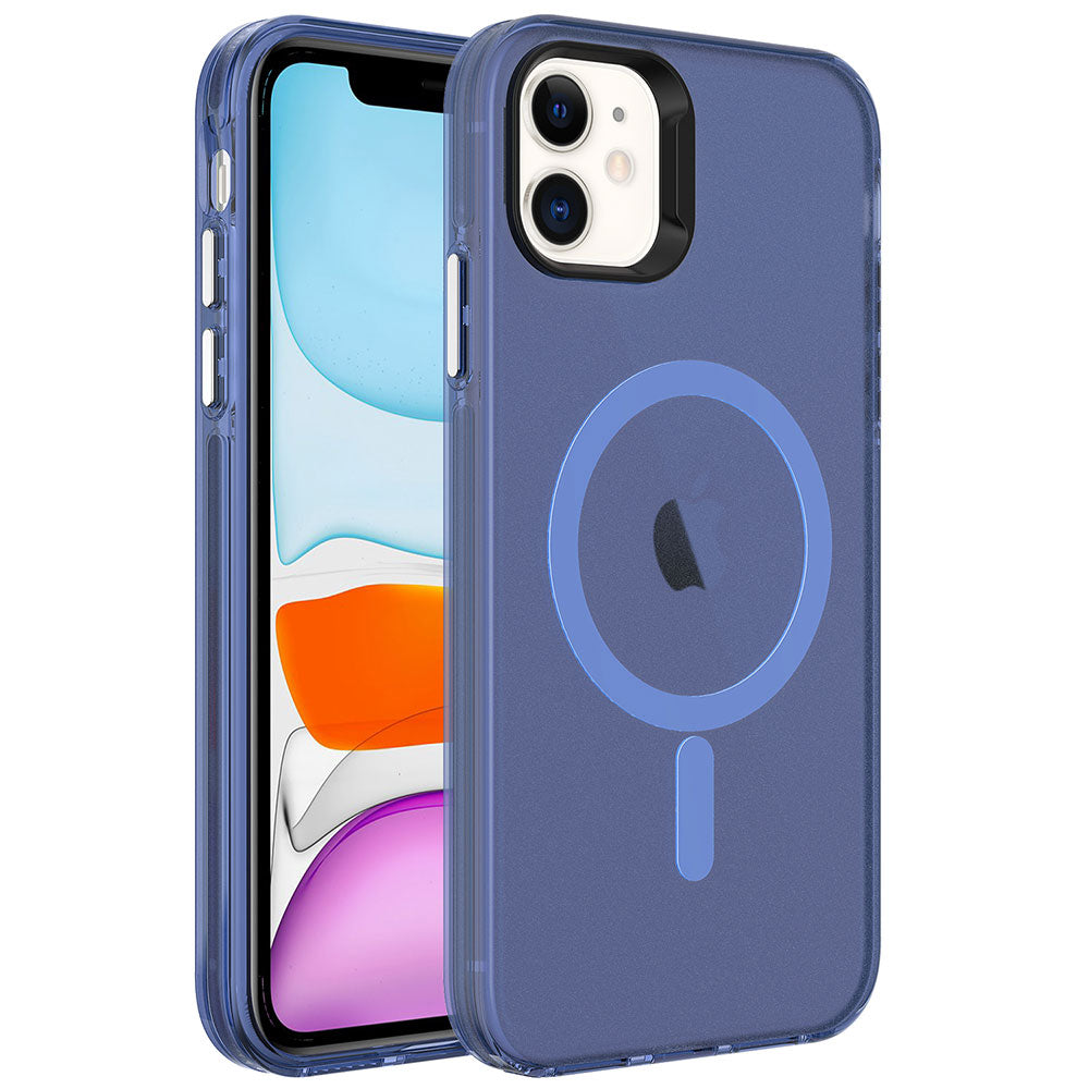 Apple iPhone 11 Uyumlu Kılıf Zore M-safe Şarj Özellikli Buzlu Transparan C-Pro Sert Kapak