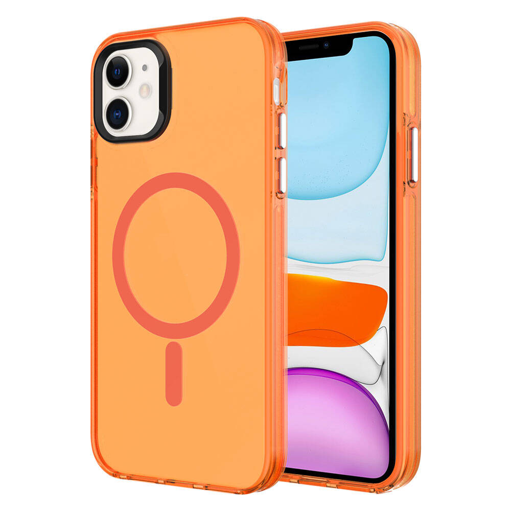 Apple iPhone 11 Uyumlu Kılıf Zore M-safe Şarj Özellikli Buzlu Transparan C-Pro Sert Kapak