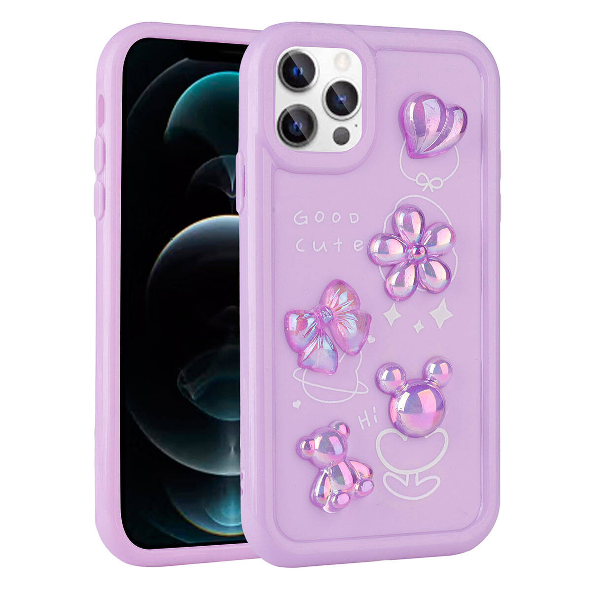 Apple iPhone 11 Pro Uyumlu Kılıf Kabartma Figürlü Parlak Zore Toys Silikon Kapak