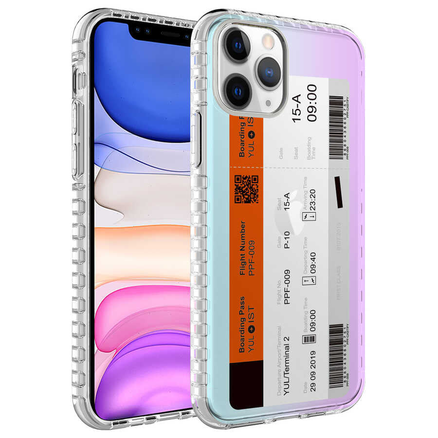Apple iPhone 11 Pro Max Uyumlu Kılıf Airbag Kenarlı Renkli Desenli Silikon Zore Elegans Kapak