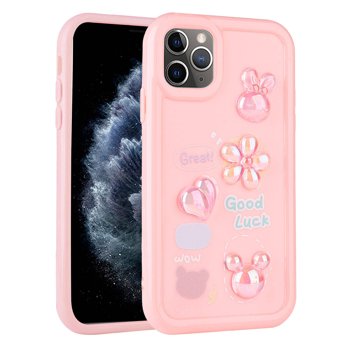 Apple iPhone 11 Pro Max Uyumlu Kılıf Kabartma Figürlü Parlak Zore Toys Silikon Kapak