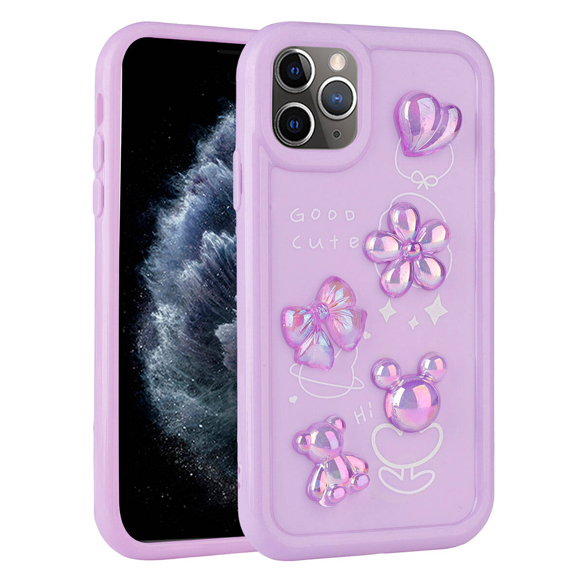 Apple iPhone 11 Pro Max Uyumlu Kılıf Kabartma Figürlü Parlak Zore Toys Silikon Kapak