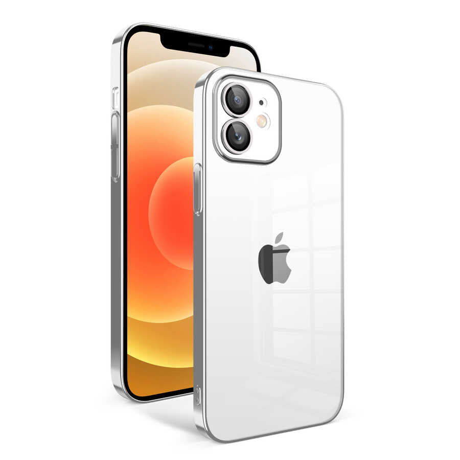 Apple iPhone 12 Uyumlu Kılıf Kamera Korumalı Renkli Çerçeveli Zore Garaj Kapak