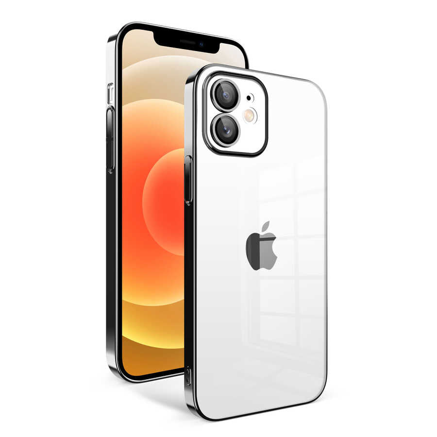 Apple iPhone 12 Uyumlu Kılıf Kamera Korumalı Renkli Çerçeveli Zore Garaj Kapak