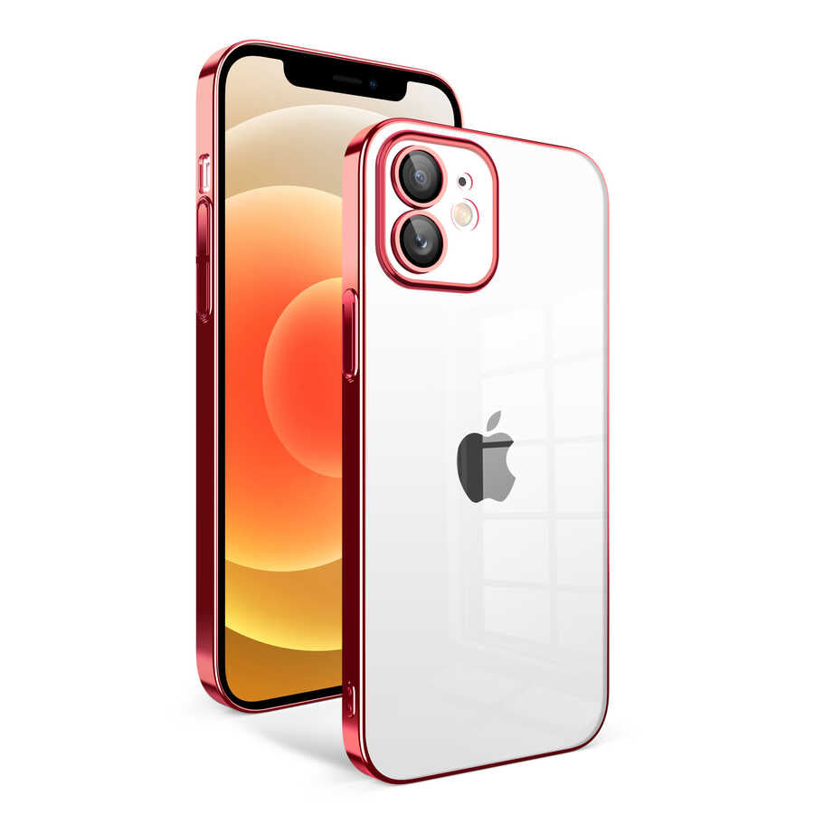 Apple iPhone 12 Uyumlu Kılıf Kamera Korumalı Renkli Çerçeveli Zore Garaj Kapak
