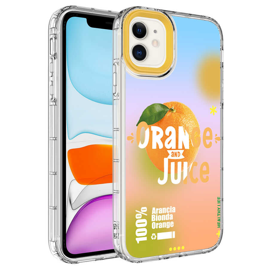 Apple iPhone 12 Uyumlu Kılıf Kamera Korumalı Renkli Desenli Sert Silikon Zore Korn Kapak