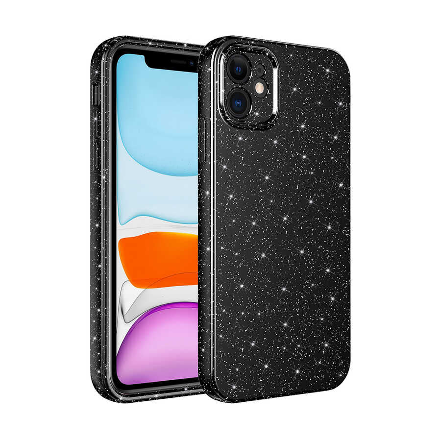 Apple iPhone 12 Uyumlu Kılıf Kamera Korumalı Simli Lüks Zore Koton Kapak