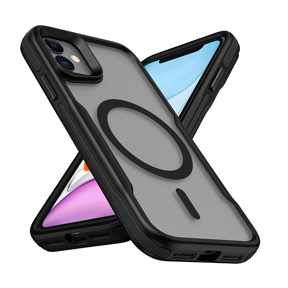 Apple iPhone 12 Uyumlu Kılıf M-safe Şarj Özellikli Renkli Kenar Airbag Şeritli Zore Lamer Kapak