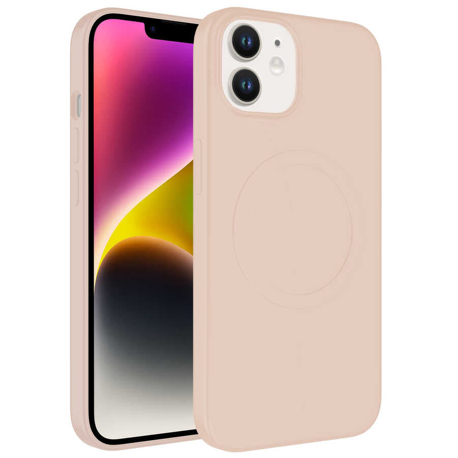 Apple iPhone 12 Uyumlu Kılıf M-safe Wireless Şarj Özellikli Pastel Renk Silikon Zore Plas Kapak