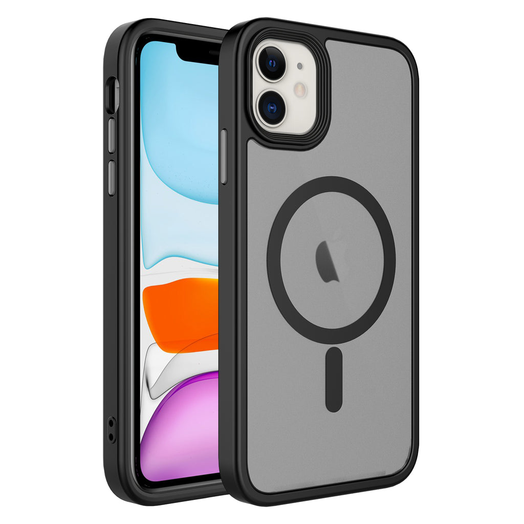 Apple iPhone 12 Uyumlu Kılıf Mat Arka Yüzey Wireless Şarj Özellikli Zore Flet M-safe Kapak