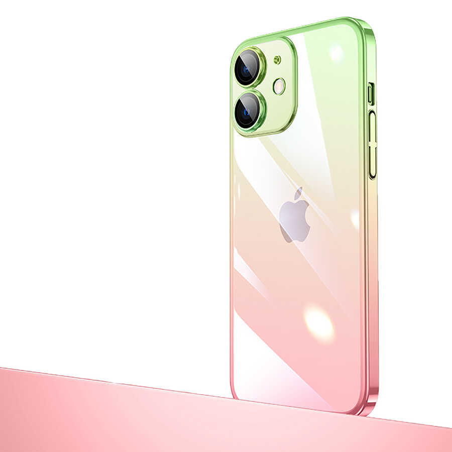 Apple iPhone 12 Uyumlu Kılıf Parlak Renk Geçişli Kamera Korumalı Zore Senkron Kapak