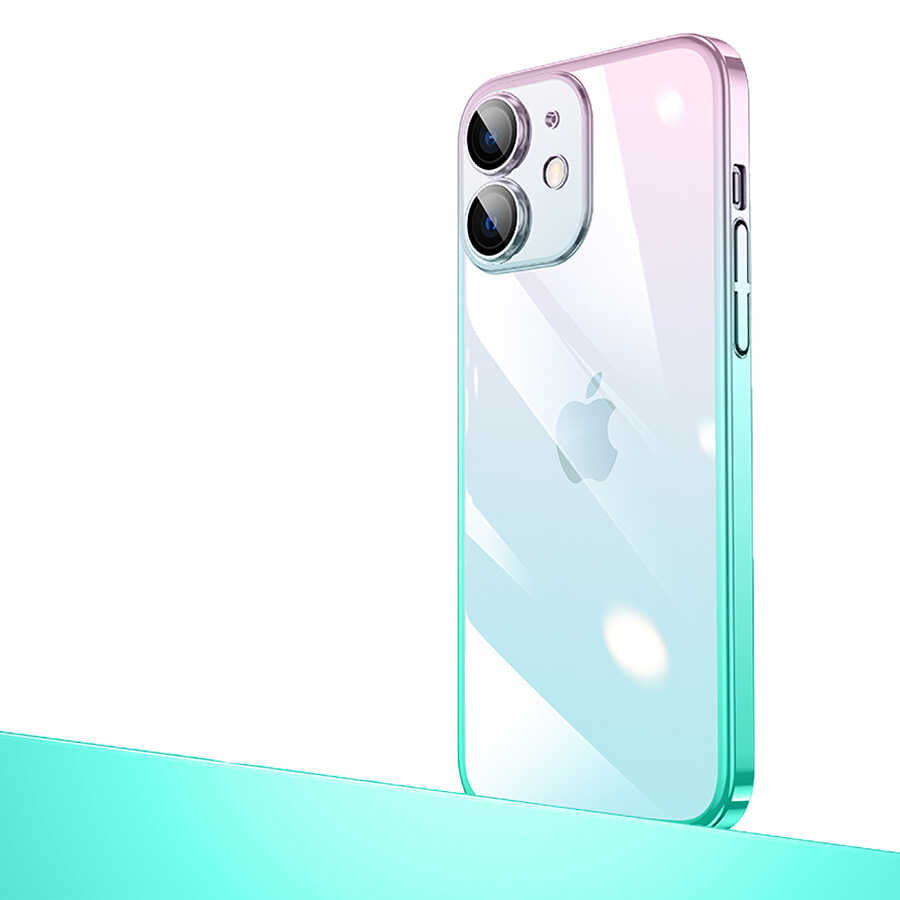 Apple iPhone 12 Uyumlu Kılıf Parlak Renk Geçişli Kamera Korumalı Zore Senkron Kapak