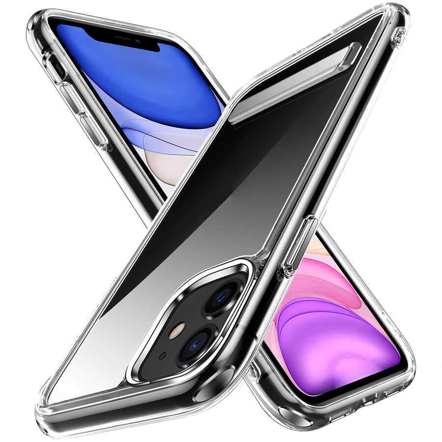 Apple iPhone 12 Uyumlu Kılıf Standlı Şeffaf Silikon Zore L-Stand Kapak
