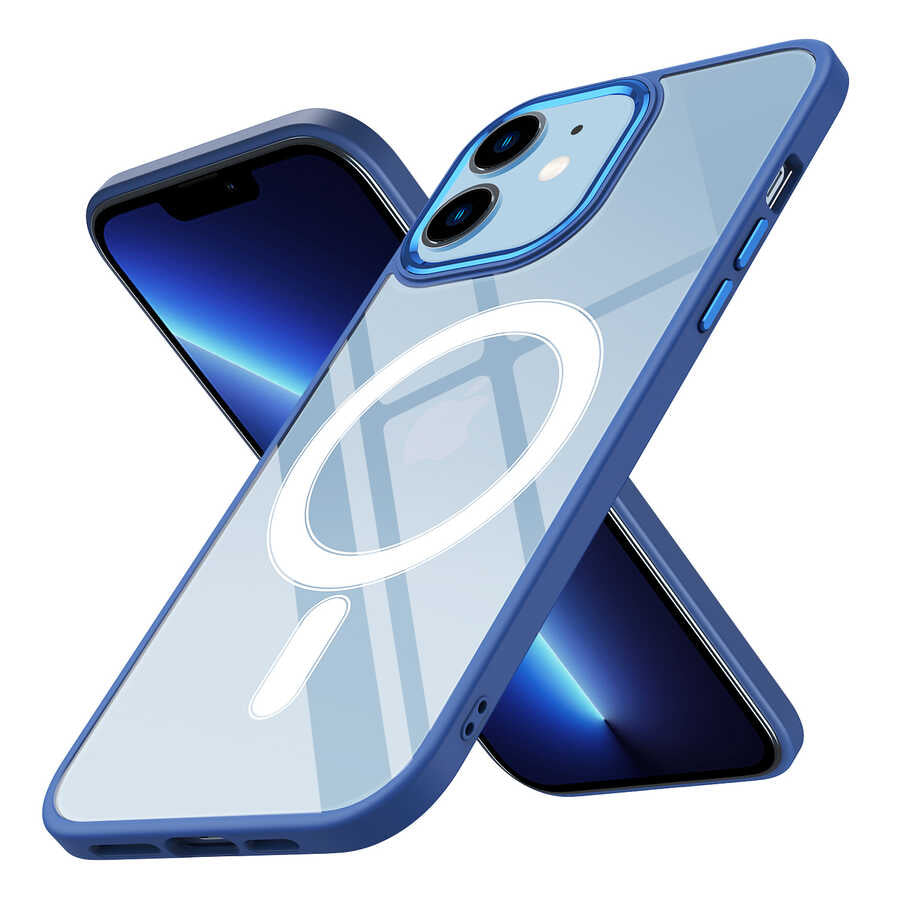 Apple iPhone 12 Uyumlu Kılıf Wireless Şarj Özellikli Zore Krom M-safe Silikon Kapak